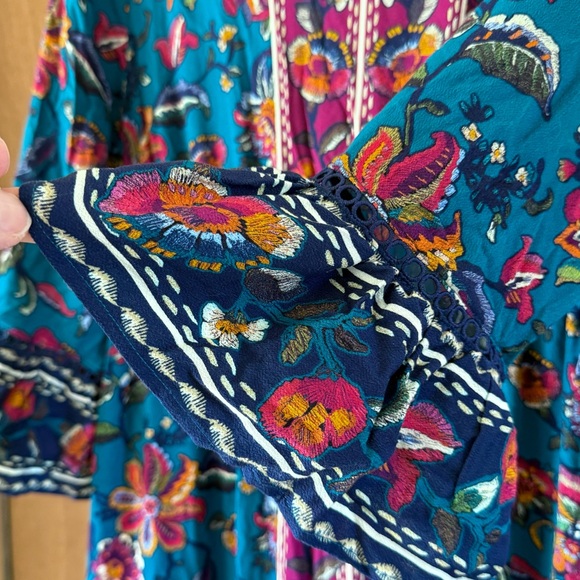 Soft Surroundings Allene Maxi Dress Floral Boho Pockets Women’s Med Petite - Picture 6 of 16